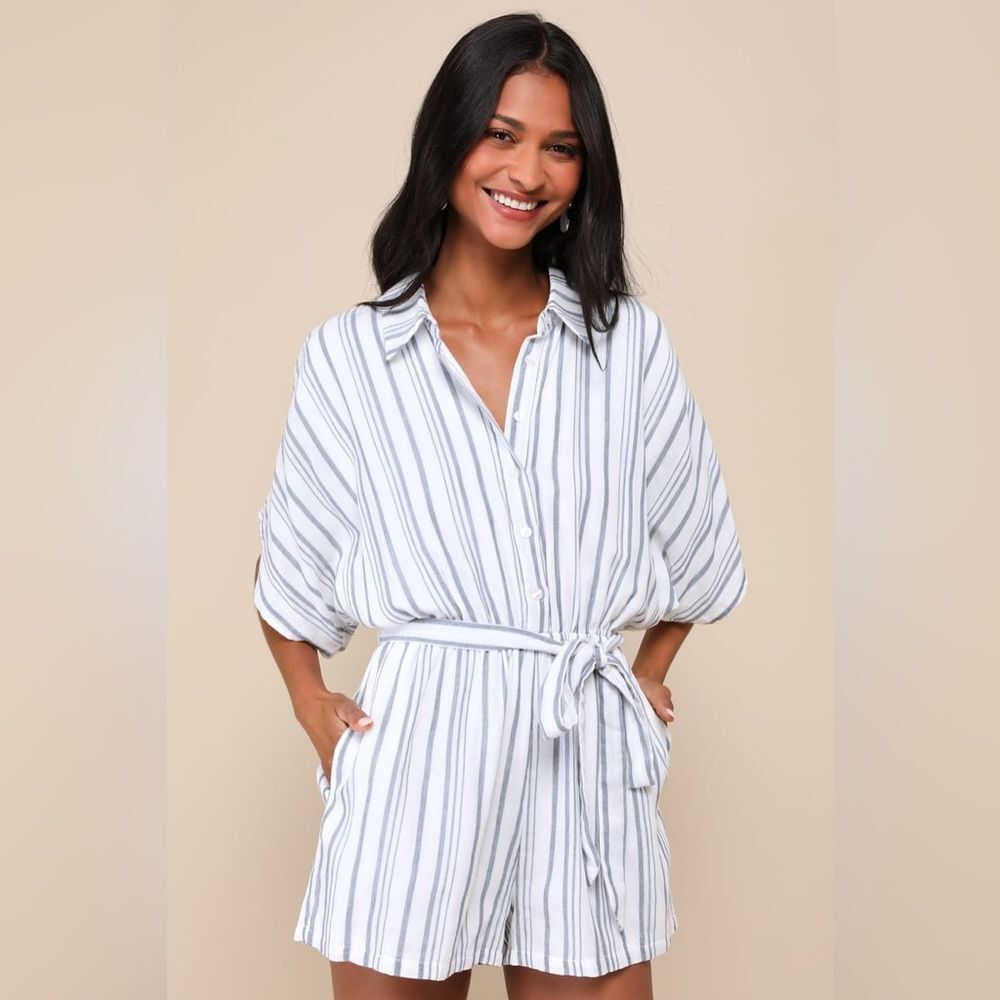 NWOT Lulu’s Sun-Drenched Sweetie Striped Romper $49 Medium